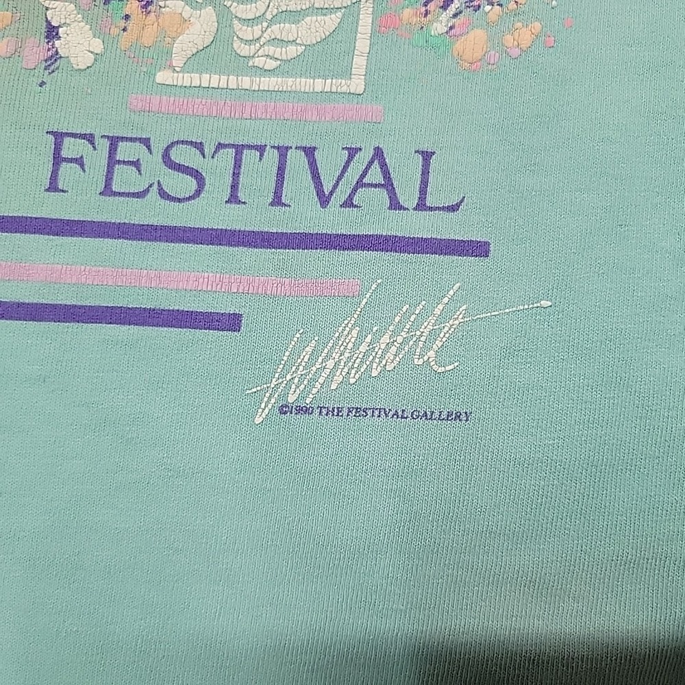 VTG Kentucky Derby Shirt Men M Teal Festival Made In USA Single Stitch 80s 90s - Picture 6 of 12